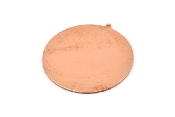 Huge Round Charm, 2  Raw Copper Round Stamping Blanks With 1 Loop (45x43x0.90mm) M540 Supply