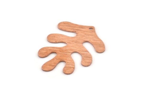 Copper Leaf Charm, 6 Textured Raw Copper Leaf Charms With 1 Hole, Findings (32x25x0.80mm) M633 Online Sale