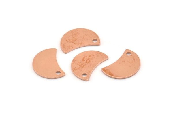 Copper Moon Charm, 12 Raw Copper Crescent Moon Charms With 1 Hole (13x8x0.70mm) M420 Online now