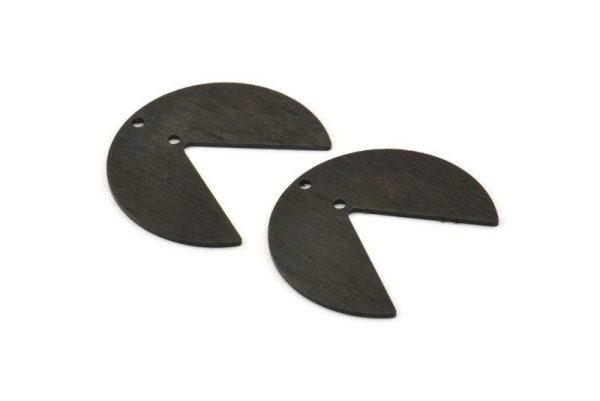 Black Circle Charm, 4 Textured Oxidized Black Brass Pizza Slice Charms With 2 Holes, Blanks, Connectors (30x26x0.80mm) M186 Cheap - Image 2