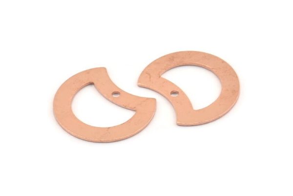Copper Moon Charm, 12 Raw Copper Crescent Moon Charms With 1 Hole (20x15x0.70mm) M619 Supply