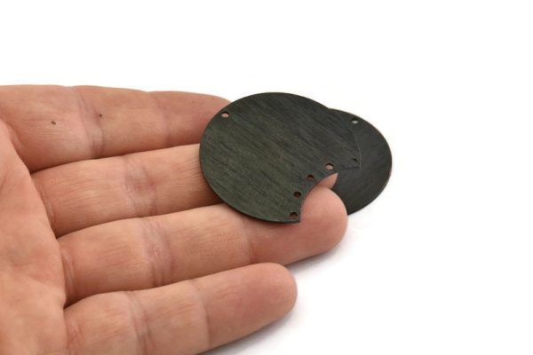 Black Moon Charm, 2 Textured Oxidized Black Brass Moon Stamping Blanks With 6 Holes, Connectors (35x28x0.80mm) M107 on Sale - Image 3