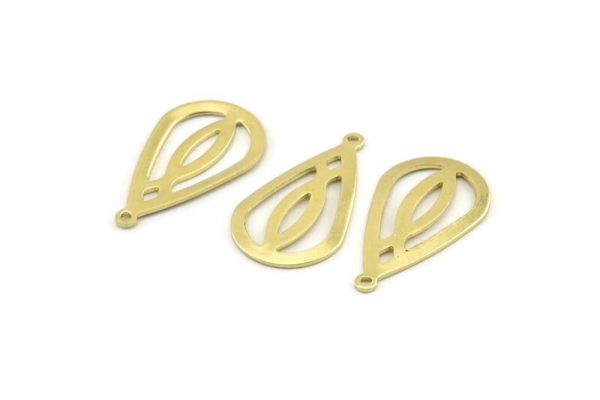 Brass Drop Charm, 12 Raw Brass Drop Charms With 1 Loop (28x16x0.80mm) A1609 Online now - Image 3