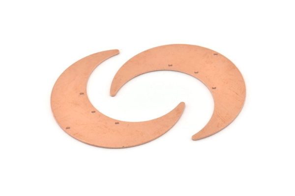 Copper Moon Charm, 4 Raw Copper Crescent Moon Charms With 4 Holes, Pendants (50x15x0.90mm) M579 Cheap - Image 2