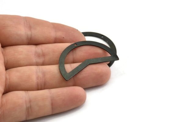 Black Moon Charm, 6 Oxidized Black Brass Moon Charms With 1 Hole, Blanks (38x18x0.80mm) M228 For Sale - Image 4
