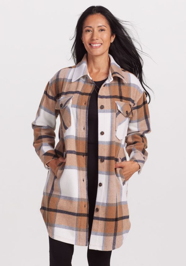 Sutton Shacket - Camel Plaid For Discount