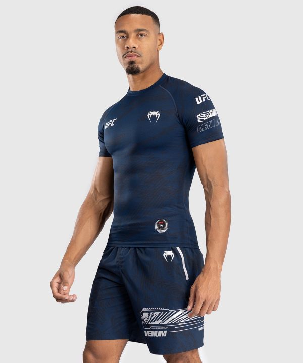 UFC Fusion by Venum Fight Week Men’s Performance Short Sleeve Rashguard - Oceanic Blue on Sale
