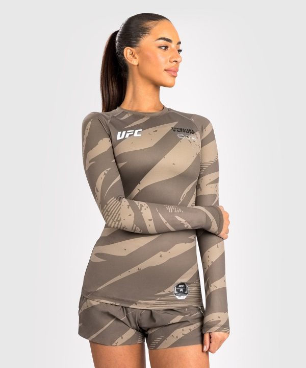 UFC Adrenaline by Venum Fight Week Women’s Performance Long Sleeve Rashguard - Desert Camo Online Hot Sale