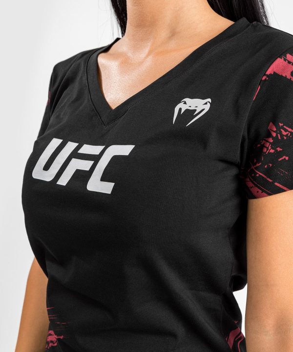 UFC Venum Authentic Fight Week Women’s 2.0 Short Sleeve T-Shirt - Black Red For Cheap - Image 4