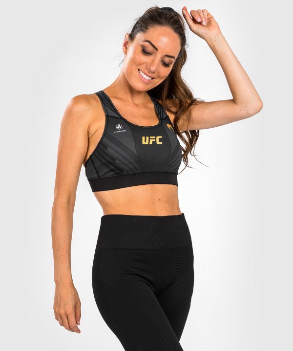 UFC Venum Authentic Fight Night 1.0 Women s Sport Bra - Black Gold Online now