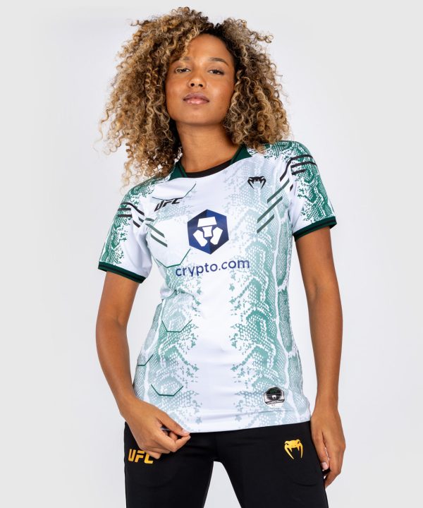 UFC Adrenaline by Venum Authentic Fight Night Women’s Walkout Jersey - Emerald Edition - White Green For Cheap